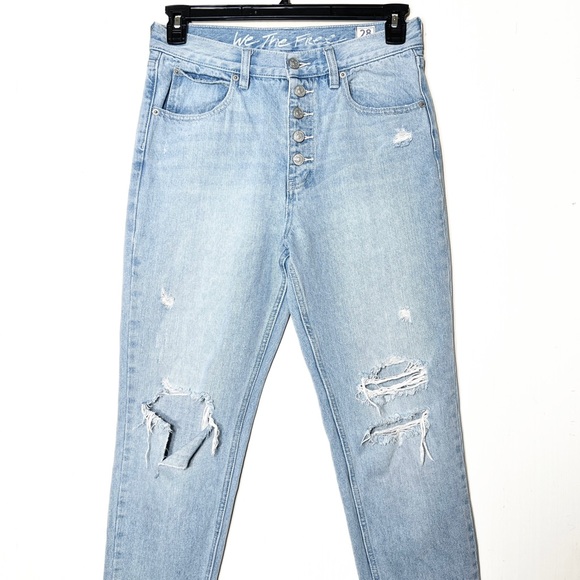 Free People Distressed Buttonfly Light Wash Cropped Skinny Jeans - Picture 8 of 14